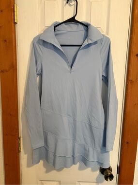 Light Blue Long Sleeve Zip-Pullover Tunics
